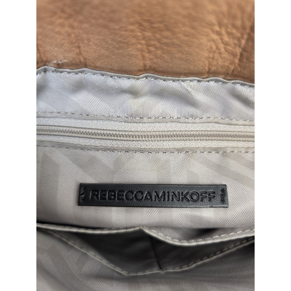 Rebecca Minkoff Bree Medium Top Zip Satchel Crossbody in a tan Nubuck Leather - Picture 5 of 7